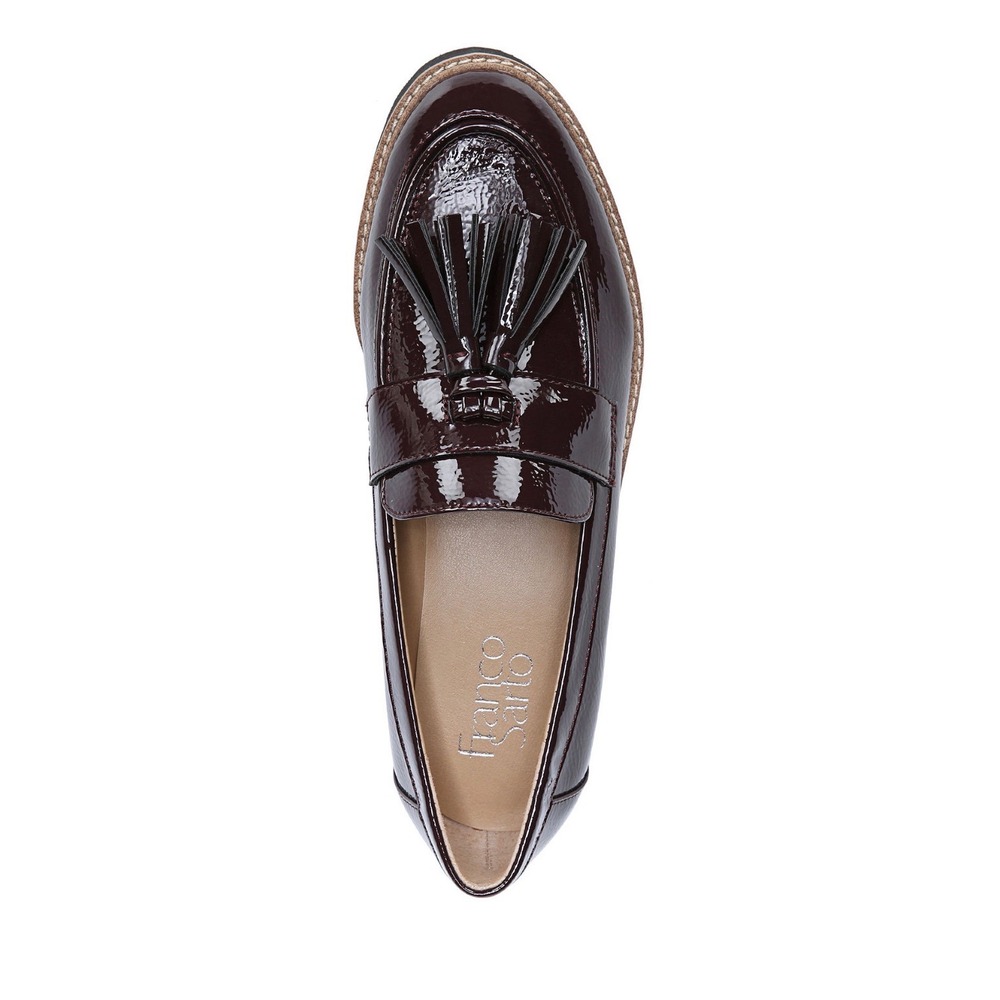 Women's Carolynn Franco Sarto Burgundy‎  Lug Sole Tassel Loafers size 8 - Picture 3 of 13